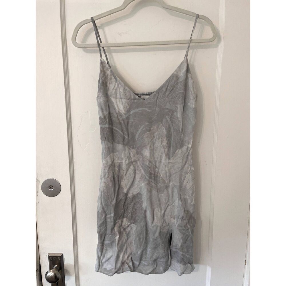 Aritzia Wilfred Floral Mini Slip Cocktail Dress Silver Sage Light Birch Size 4